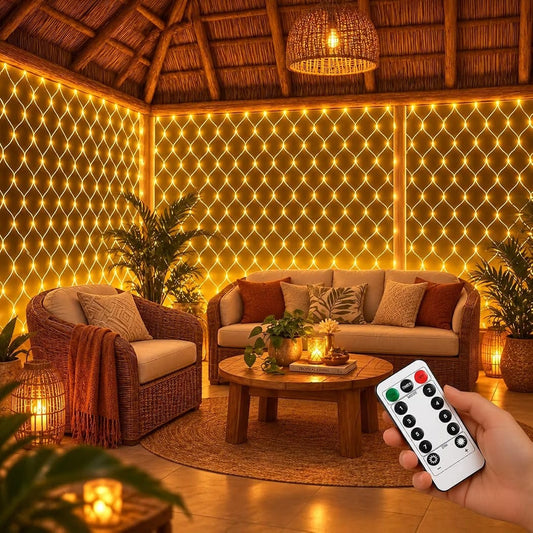 Dillicart™Gesto Mesh Curtain Fairy Lights – 200 LED, 8 Modes with Remote, 6×6 Ft